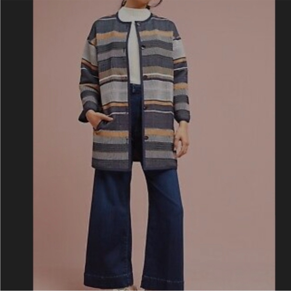 Anthropologie Kali Oversized Textured Stripe Coat